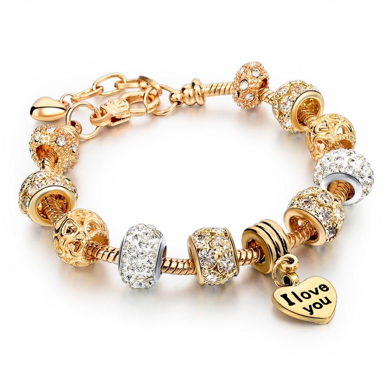 White Round Beaded Bracelet with Pandora DIY Drip Oil Large Hole Bead