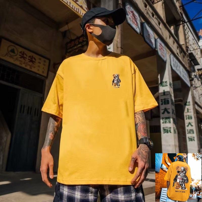 Top Estivo Girocollo Stampa Orsetto 3D Moda Casual Manica Corta T-shirt da Uomo