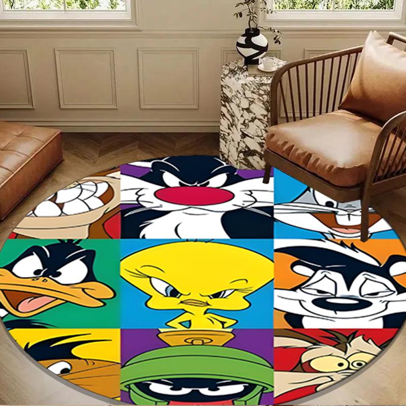 Cartoon rabbit Yellow Bird Round Rug for Livingroom,Bedroom, Palyroom, Chair Rug, Area rug, Circle Carpet, Large Size Fan Christmas gift