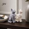 Small Cat Sculpture Gift 3D Printed Statue with Wavy Fur, Modern Sitting Figurine for Display Bookshelf Decor, Minimalist Art Home Office, Lovers