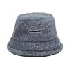 Autumn and winter hat lamb wool fisherman hat women's Japanese versatile new winter outdoor warm lamb wool letter basin hat