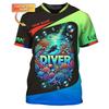 Custom Name 3D Print Diver T Shirts Tops Summer Short Sleeve Casual Scuba Diving Tshirt for Men Clothes Mens Shirts