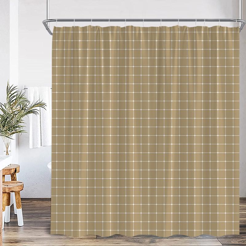 Black and White Square Shower Curtains Black Lines Modern Geometric Plaid Fashion Nordic Bath Curtain Fabric Home Bathroom Decor