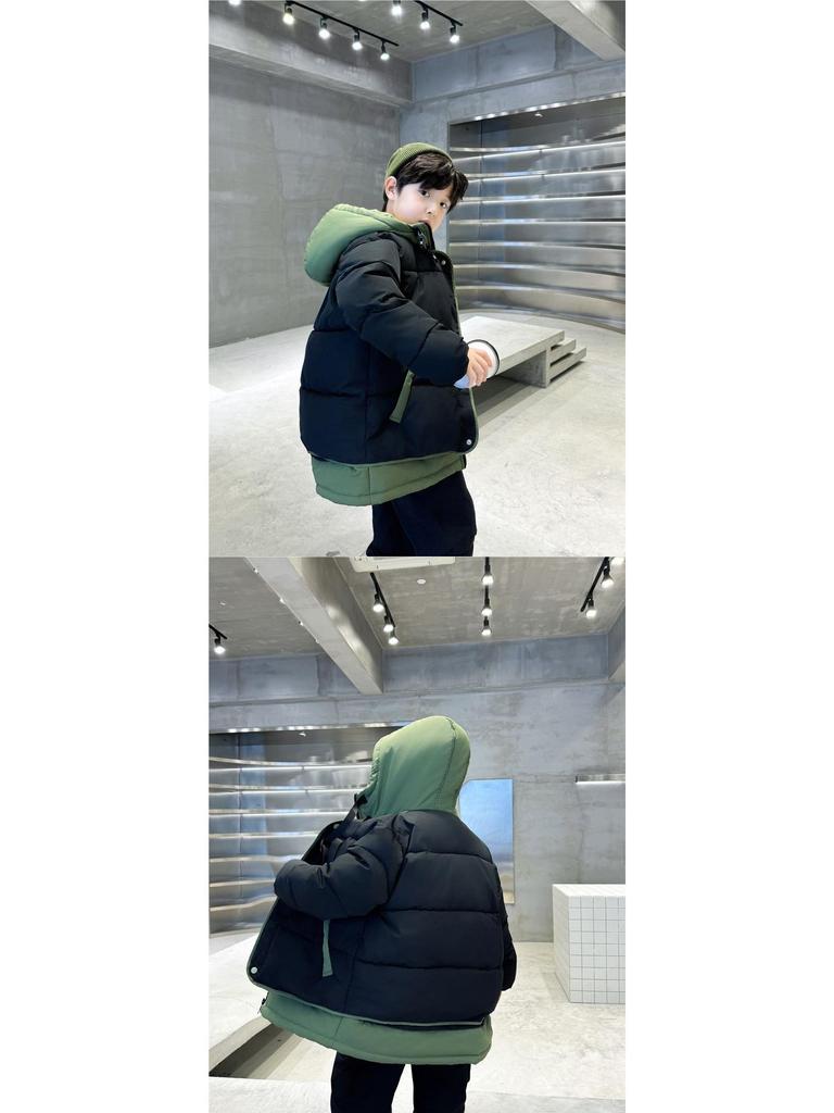 Boys' 2025 Fleece-Lined Winter Coat: Trendy, Thick & Warm for Middle & Big Kids