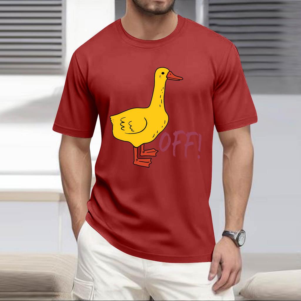 Sommerens populære t-skjorte for menn med trykk, rund hals og korte ermer