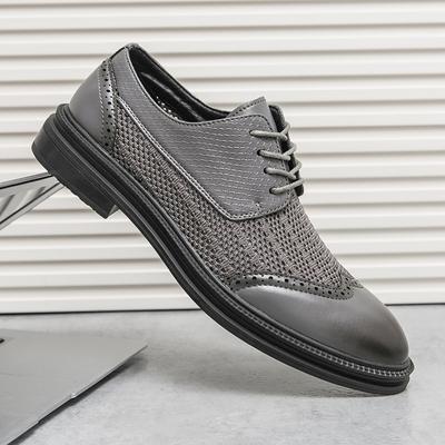 Fashion Summer Derby Shoes PU Splice Comfortable Breathable Professional Wear Resistant Business Official Men Shoes