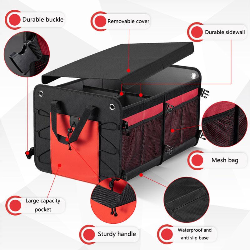 SUV Trunk Organizer Car Organiser Collapsible Multi-Compartment Storage Box For Car Accessories For Women Men Non Slip Bottom