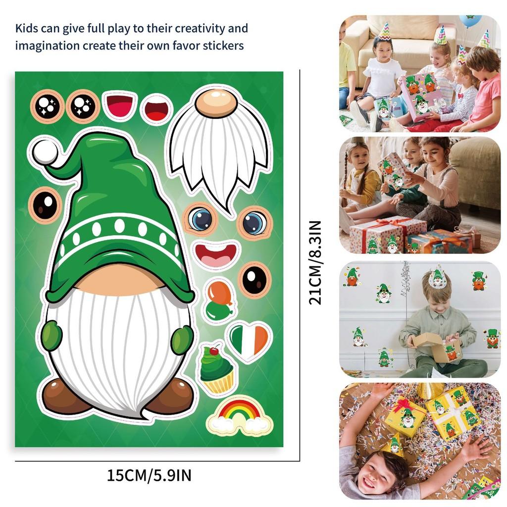 Adorable Cartoon Saint Patrick's Day Interactive Puzzles For Kids Diy Stickers Pack