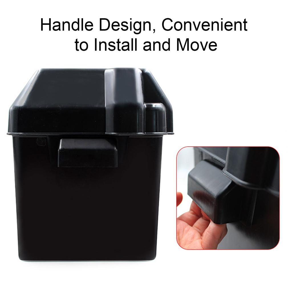 12V Wohnmobil-Batteriekasten Vielseitig Anhänger-Batteriekasten Robuste Struktur Schwarz für Batterien kleiner als 325x195x185mm