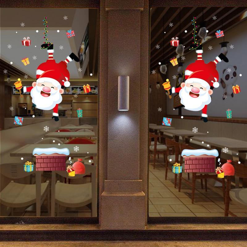 Christmas Stickers, Santa Claus Tree, Christmas Window Stickers, Party Window Display, Glass Stickers, Static Wall Stickers