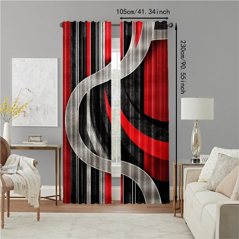 2Pcs Abstract Curtains Rod Pocket Design For Easy Installation Window Drapes For Bedroom Living Room Home Decor Window