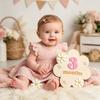 Baby Monats Meilenstein Karte Schild Holzblumenbrett mit 10 austauschbaren Zahlen für Neugeborenen Wachstums-Tracker Foto Requisite Babyparty Kinderzimmer Dekor