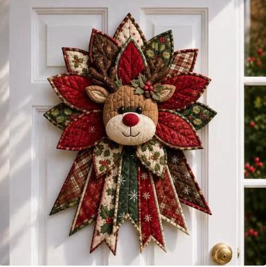 2026 DIY Nähset Weihnachts-Türhänger-Kranz Gesteppter Stoff DIY Handgemachter Weihnachtsbaum Feiertagsbasteln Heimdekoration Geschenke