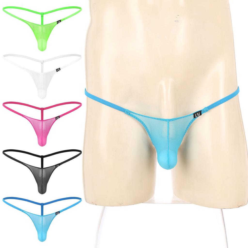 Mens G-String Bikini T-Back See Through Thong Low Rise Underpants