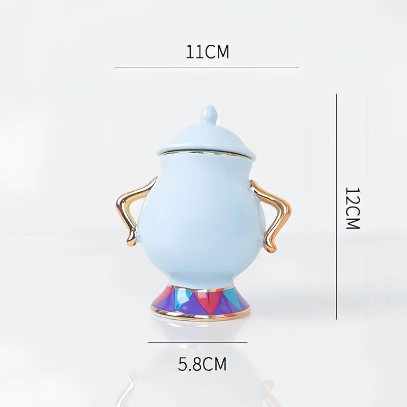 Disney Teiera Cartone Animato Carino La Bella e la Bestia Caffettiere Tazza Mrs Briccia Tazza Chip Tazze da Tè Set da Tè Regalo di Compleanno