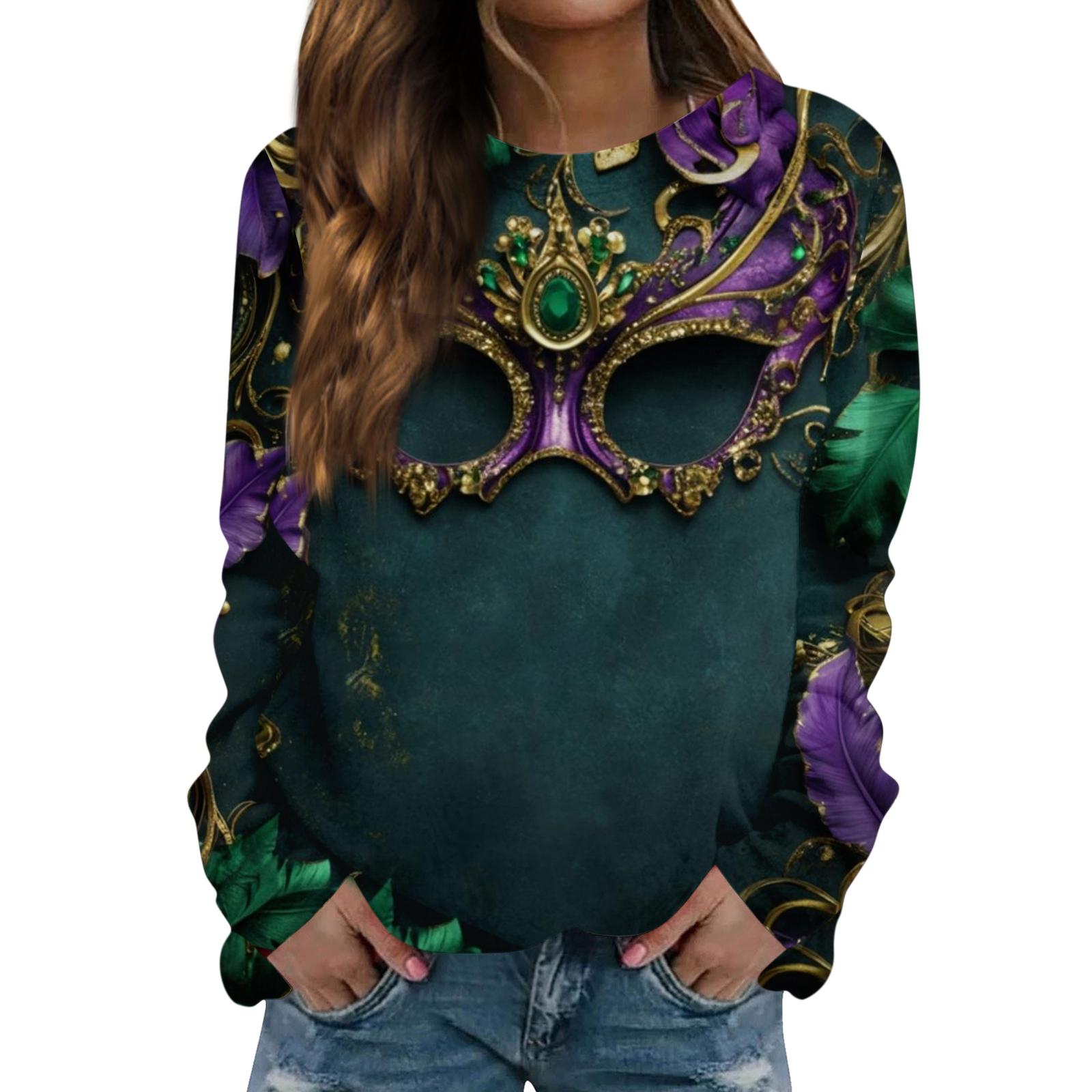 

Женский модный повседневный свитер с круглым вырезом и длинными рукавами с принтом M