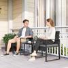 Rattan Bistro Set, 3 Piece Garden Furniture Set with Glass Top Table and Cushions, Light Grey