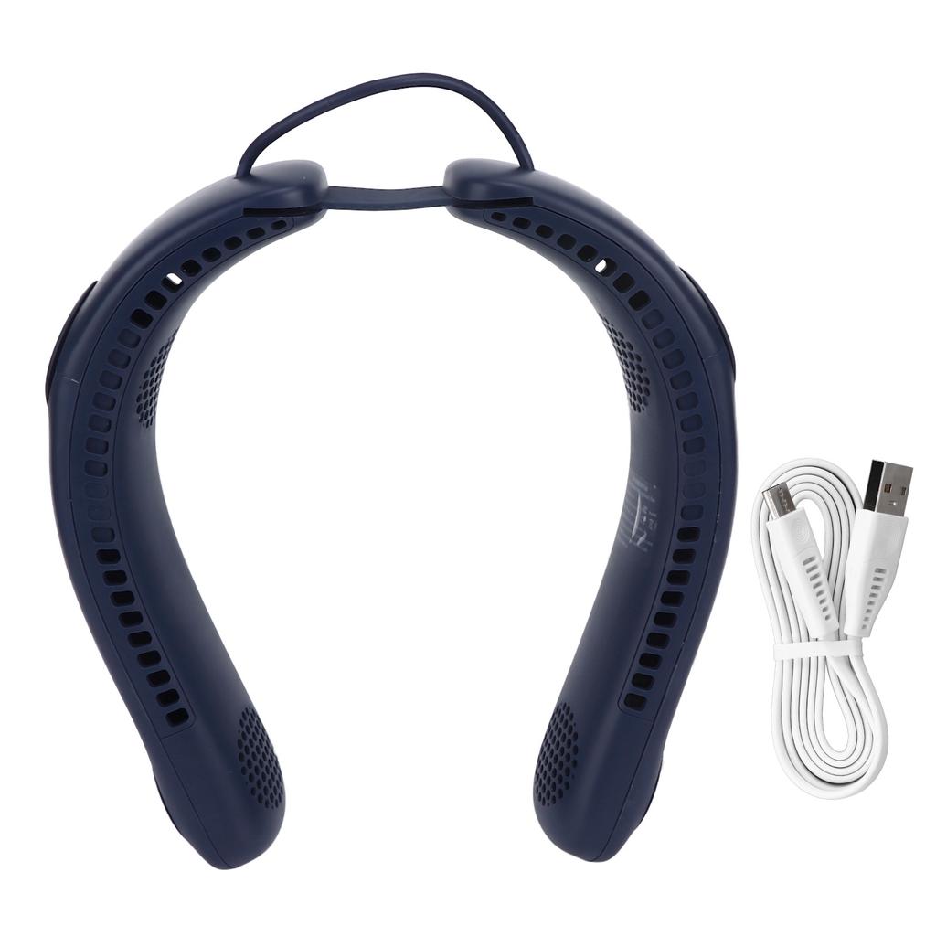 Neck Fan 4 Fan Blades 3 Speeds Hands Free USB Charge Low Noise Foldable Design Face Fan for Home