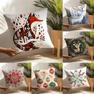 3 Classic Snowflake Animal Print Pillow Case Home Living Room Decoration Linen Pillowcover Pillow Cases Cushion Cover