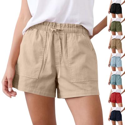 Shorts Décontractés en Coton pour Femme avec Ceinture Élastique et Cordon de Serrage Réglable pour un Confort Quotidien et une Coupe Ample