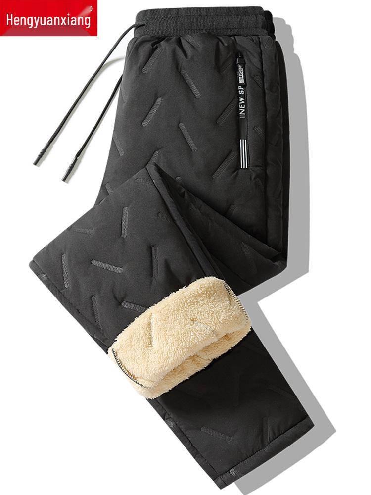 Men's Winter Fleece-Lined Lambswool Pants - Thick, Warm, Windproof