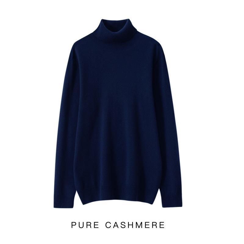 Men's Seamless High Neck 100% Cashmere Sweater - Versatile Autumn/Winter Knitwear