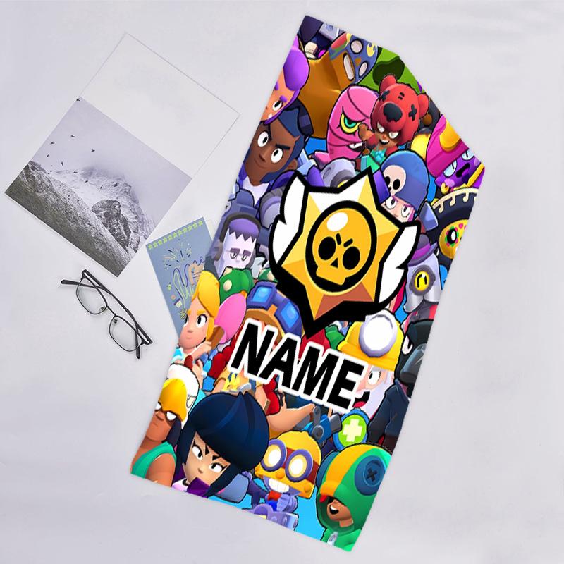 1pc Brawl Stars Beach Towel with Custom Name, Beach/Swimming/Bath/Picnic/Camping Towel, Suitable for Seaside Beaches