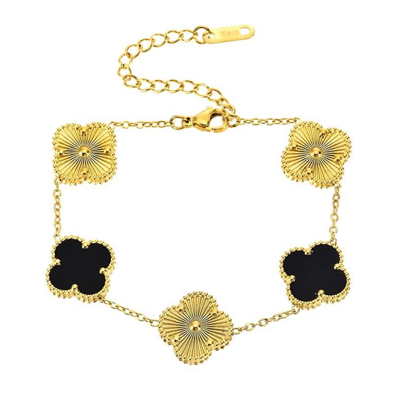 15mm Titanium Steel Four-Leaf Clover Five-Flower Bracelet Stylish and High-End Women's Bangle