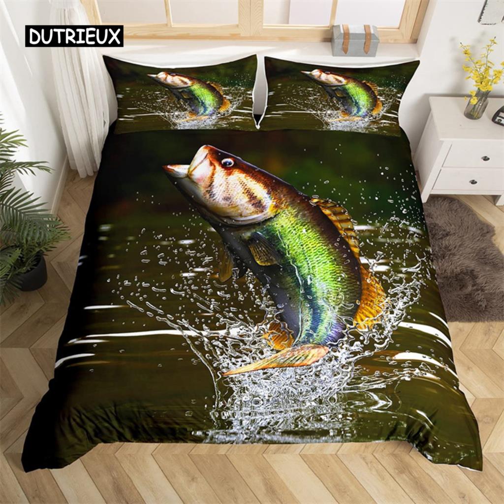 Marlin Schwertfisch Bettbezug Kawaii Marine Leben Bettwäsche Set Mikrofaser Ozean Thema Big Pike Fisch Quilt Abdeckung Einzel Twin King