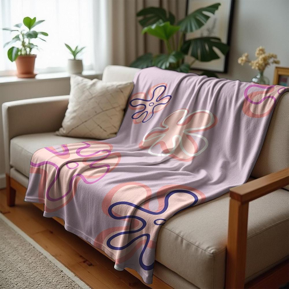 Outline Daisy Mix Cartoon Anime Print Flannel Blanket Soft Warm Throw for Kids Bedroom Sofa Christmas Office Car