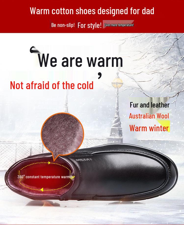 Men's High-Top Leather Shoes, Thick-Soled and Warm, for Middle-Aged, Style QN2788-6