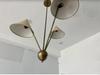 3 Light Fabric Shades Pendant Mid Century Modern Raw Brass Sputnik Chandelier Light Fixture