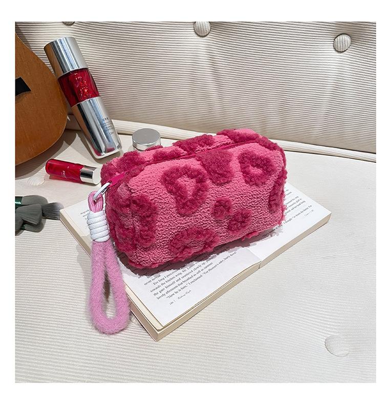 

Simple Hand-held Bag Women Can Hold Mobile Phone Plush Storage Zipper 17X7X9CM