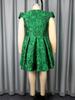 Blumen-Jacquard A-Linien-Kleider in Übergröße für Damen mit kurzen Kappenärmeln, ideal für Partys, Brunches und besondere Anlässe