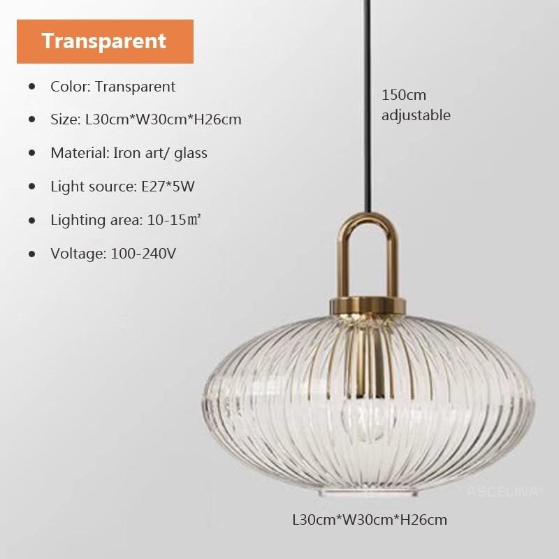Modern Restaurant Striped Glass Pendant Light Transparent Color Milky White Living Room Nordic Luxury Room Decoration Lighting