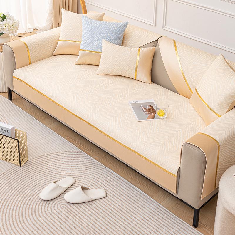 Nordic Simple Ice Silk Sofa Cushion Leather Four-Season Universal Non-Slip Sofa Cover High-Grade Seat Cushion Backrest Towel Cover Cloth