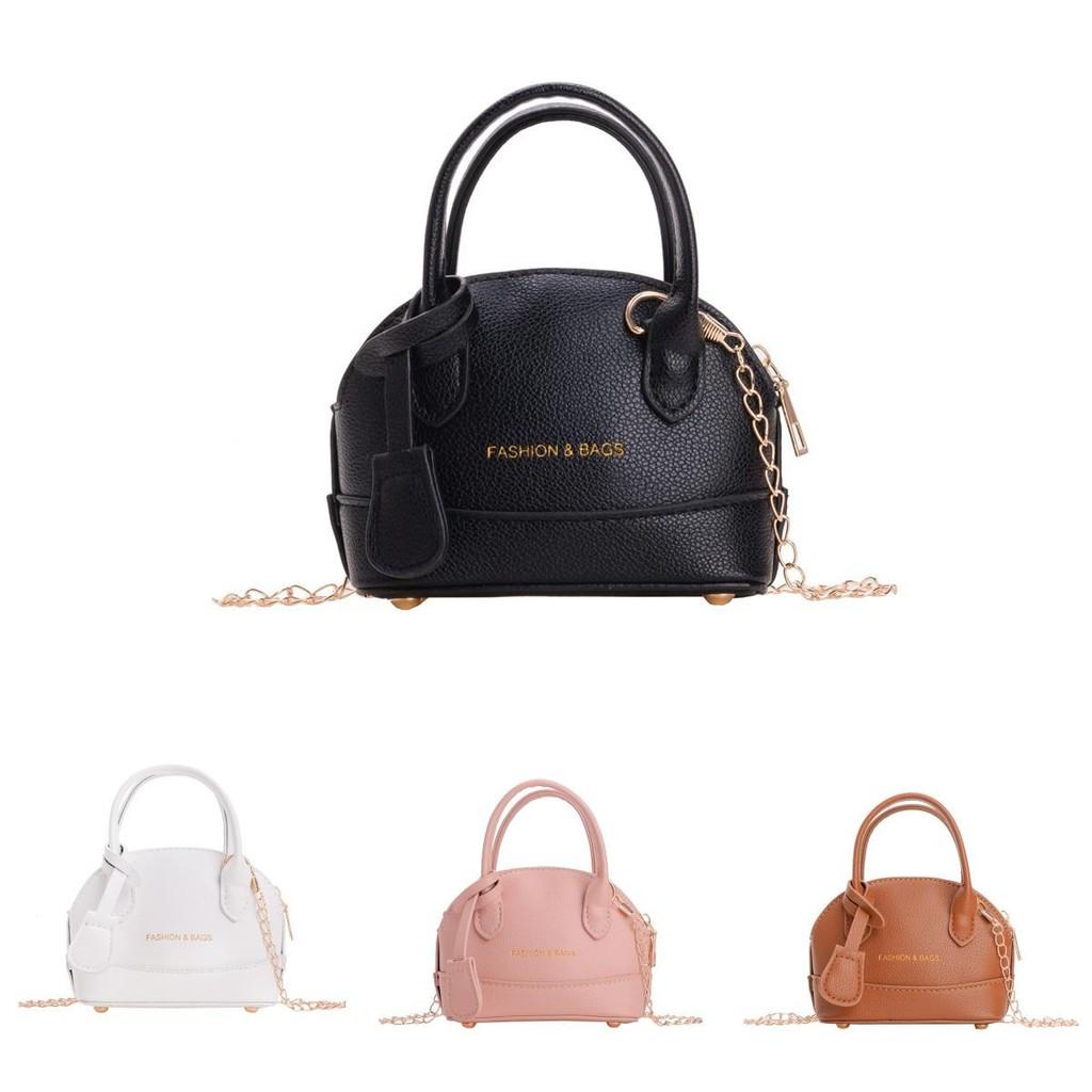 Color Unisex Solid Mini Pu Shell Bags Stitch Detail Children School Outings