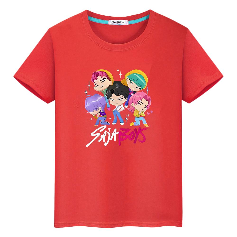 Kpop Dämonenjäger Print 100% Baumwolle Anime Kurzarm T-Shirt für Kinder Jungen 10 Jahre Niedliche Oberteile Saja Jungen Kawaii T-Shirts y2k Mädchen Kleidung