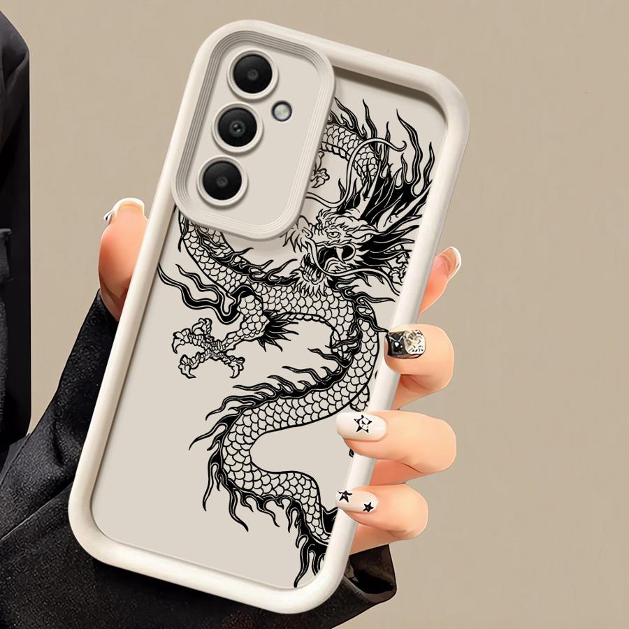 Phone Case for Samsung Galaxy A16 A34 A12 A14 A32 A23 A26 A56 A15 A51 A73 A53 A54 Soft Cover Shell Black Dragon Snake