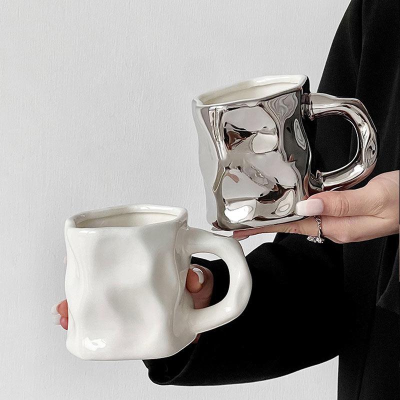 breakfast cup Simple personality ceramic drinking cup Office afternoon tea high-value milk coffee cup home decoration supplies