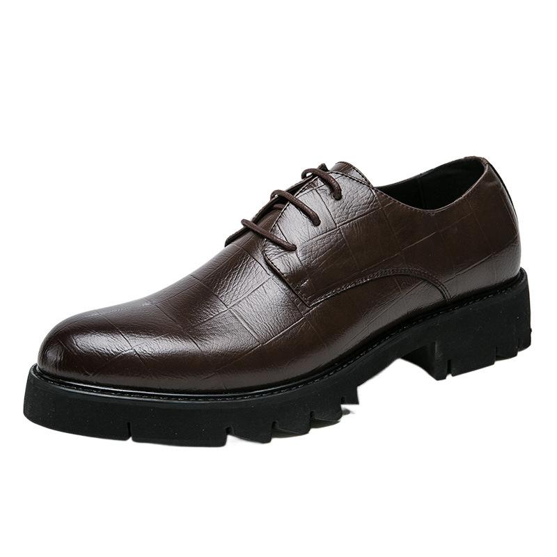 Men's leather shoes 2025 spring and autumn thick-soled heightening men's leather shoes casual men's leather shoes soft leather hair stylist lea