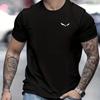 Men's Summer Loose-fitting T-shirt, 100% Polyester Bird Print Slim Casual Round-neck Short-sleeved