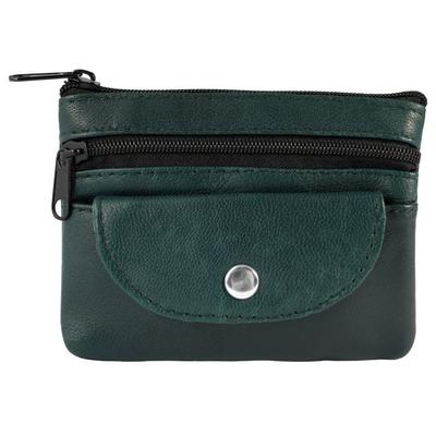 Leather Keychain - EXCELLANC - Horizontal Format - Lambskin - Green - Compact