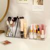 1pc Elegant Large Capacity Transparent Cosmetic Storage Box - Clear Makeup Organizer with 3 Compartments for Brushes, Lipsticks