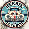 Vintage Herbie The Love Bug Classic Car Themed Round Metal Tin Sign Retro Garage Wall Decor Art Plaque