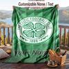 Flannel Blanket Celtic FC Print Custom Name Text Soft Throw for Sofa Bed