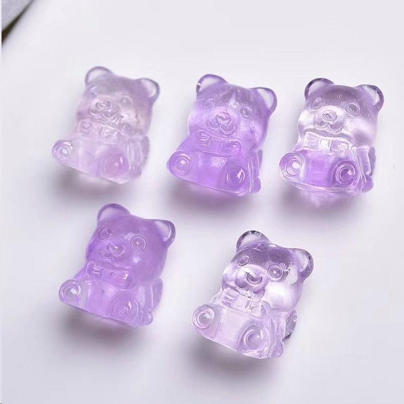 Amethyst Butterfly Flower Charm: Buddha, Nine-Tailed Fox, Cat, Rabbit, Crystal Bear Pendant