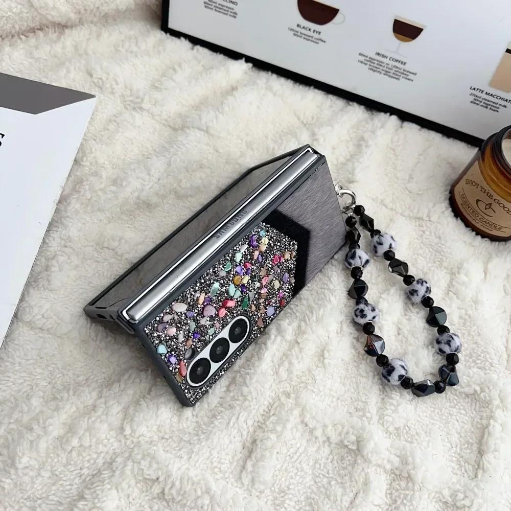 Wrist Strap Phone Case for Samsung Galaxy Z Fold 6 5 4 Fold6 Fold5 Fold4 Fold3 5G Plastic Hard Shell Protective Cover