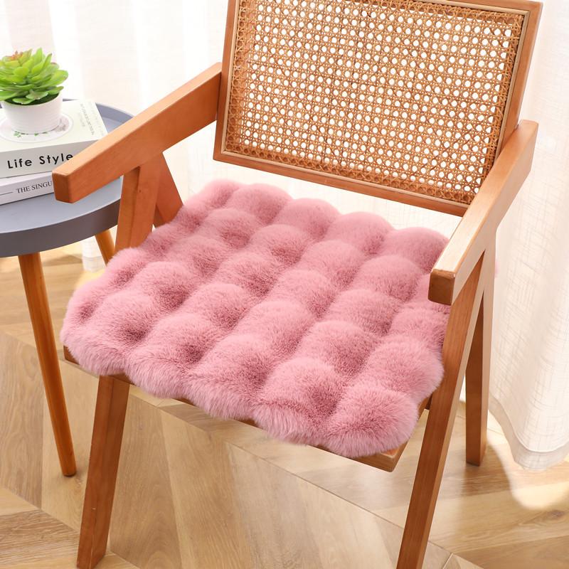 Thickened Rabbit Plush Chair Cushion for Office, Dining, and Student Seats
