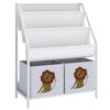 4-Tier Children's Bookshelf, Kids Bookcase with Book Holder and Fabric Drawer, White